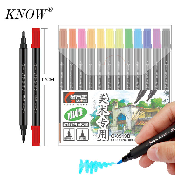 KNOW 12、24、36 colors Dual Head Sketch Art Markers Set Sketch Markers Pen Manga Drawing Markers Design Supplies brush pen