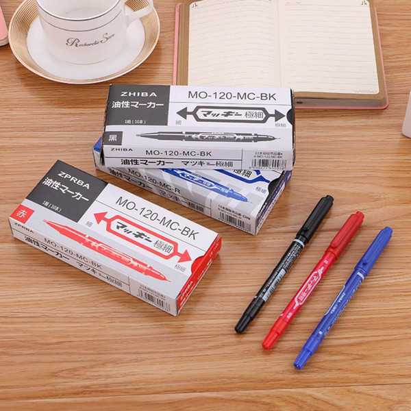 Colorful Waterproof Oily double-headed marker pen Car Tyre Tire Tread CD Metal Permanent Paint markers Student Supplies Marker Craftwork Pen