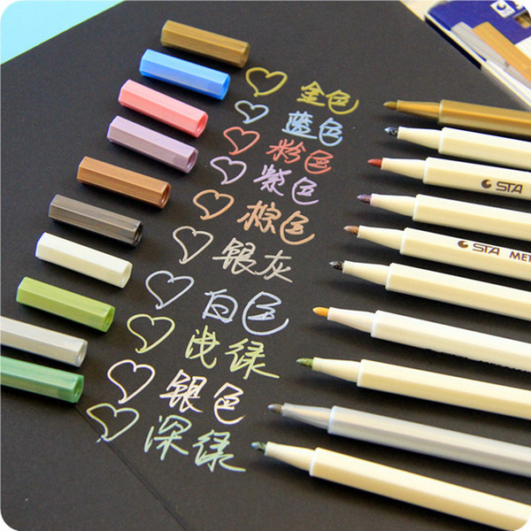 60 Pcs/Lot Doodle Drawing Marker Pens Metallic Pen For Black Paper Art Supplies Zakka Stationery Material School Brushes