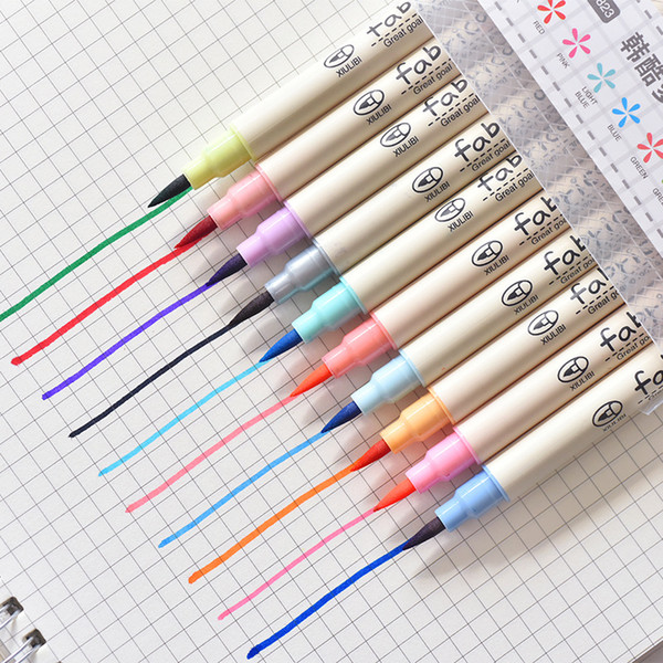 Fabricolor touch write brush pen Color Calligraphy marker pens set Chinese Stationery Drawing art School supplies 10 pcs