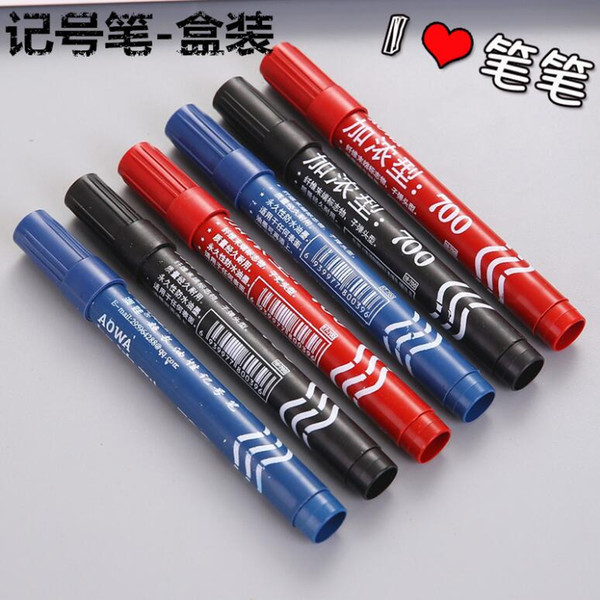 Wholesale bullet shape fortifled Pen points oil marker red/blue/black marking pens factory 3 colors waterproof standar packaing 8pcs/box