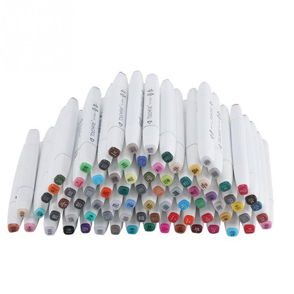 80-colors Alcohol Oily Dual Brush Art Marker Pen Set For Coloring Highlighting Underlining