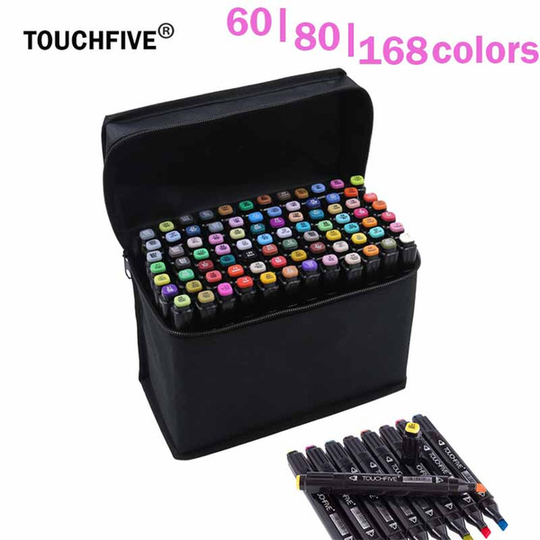 TouchFive Marker 60 Color Alcoholic oily based ink Marker Set Best For Manga Dual Headed Art Sketch Markers brush pen