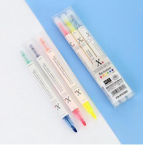 3 pcs/pack One Pen Have Two Color Double Head Highlighter Fluorescent Pen Markers Gift Stationery Escolar Papelaria FOD