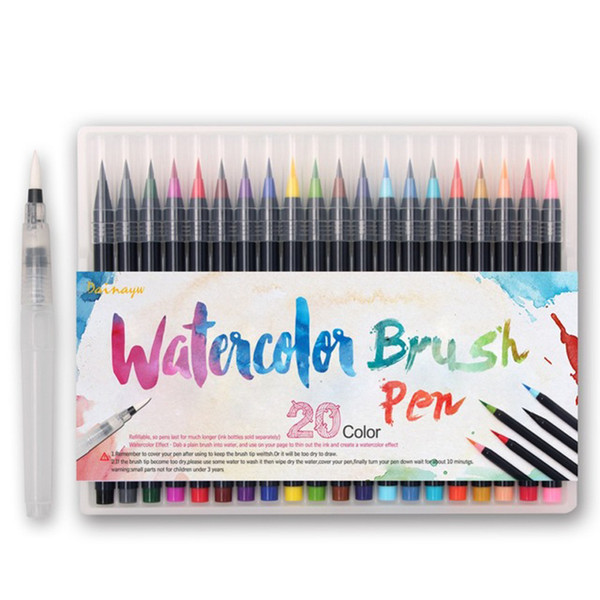 20 Colors Premium Painting Brush Pens Set Soft Flexible Tip Create Watercolor Copic Markers for Drawing Manga Comic Calligraphy