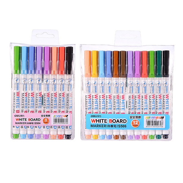 New 72 Pcs/Lot Color Whiteboard Pen School Supplies Erasable Marker Pens Kids Drawing on Glass Metal Office Accessories