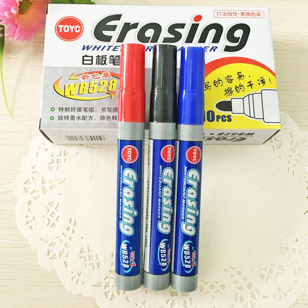 Wholesale of office stationery erasable white board pen water-based marking pen, red, black and blue board pen