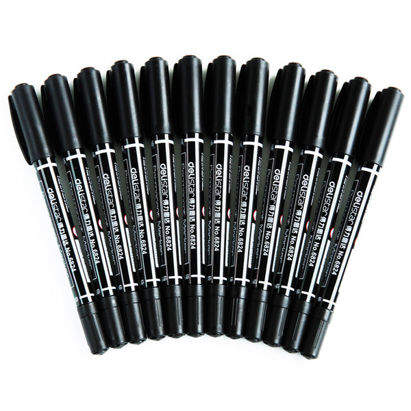 Office supplies wholesale bulk black marker pen Korean Double head oily marks Pen free shipping hot sale