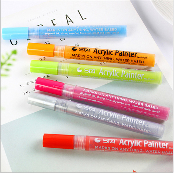 STA Acrylic Marker pen Painter Water-based Marker Pen Pigment Ink Water Color Pencil Paint Marker 14 Colors