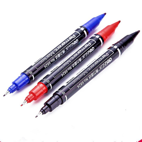 Free shipping 3color Marker pens good Waterproof ink Thin Nib+Crude nib Black New Portable finecolour permanent copic marker pen