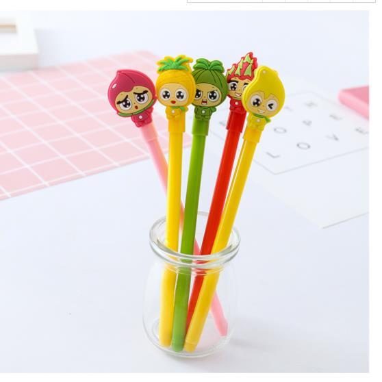 Korean creative stationery new cartoon warm fruit neutral pen lovely student stationery gel pen 0.5mm black