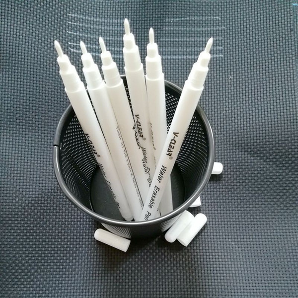 VCLEAR White Water Soluble Marker Pen for Dark Fabric Marking 6 pcs Water Erasable Marking Pen for Dark Leather Marking