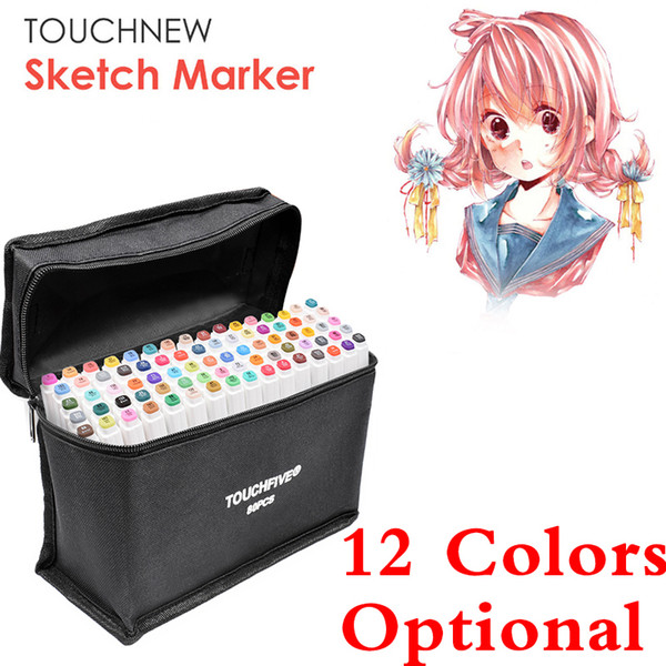 TOUCHNEW 12 Colors Optional Dual Tip Sketch Art Markers Set Alcohol Based Brush Pen Marker Artist Drawing Manga Design Art