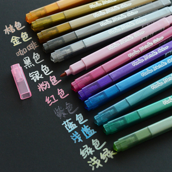 60pcs/Lot Metallic color pen Painting pen drawing marker Highlighter for art brush foto Kawaii Stationery novelty copic School supplies p010