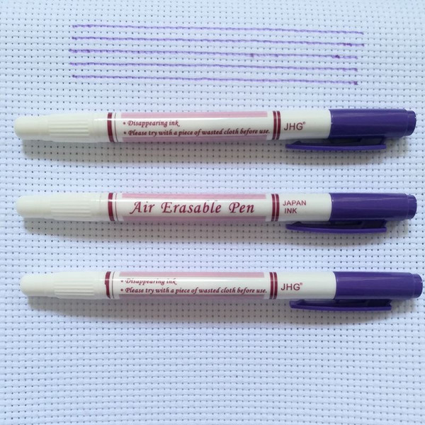 JHG Double Side Purple Air Erasable Pen Stitch Marker Invisible Pen Fabric Marking Pen With Vanish Ink For DIY Needlework Marker