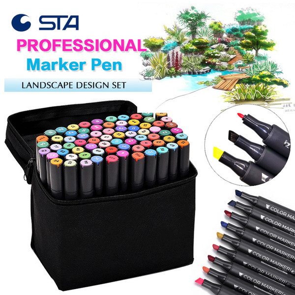 STA Landscape Color Set Paint Dual Alcohol Markers Comic Markers Pens Suppliers School Sketch Drawing Stationary Manga Design