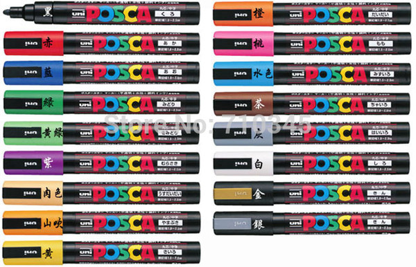 Wholesale-UNI POSCA PC-5M markers set 1.8-2.5mm,17 colors/set