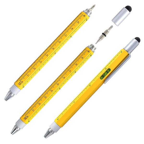 DHL & SF_Express Multi Function Pens ballpoint Pen with Ruler Stylus Pen+ air level+screwdriver+Capacitance pen factory price