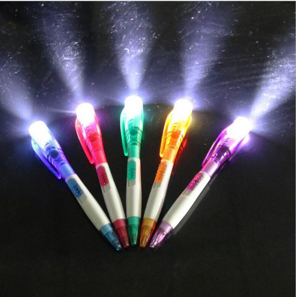 creative office stationery with new flashlight multi-function ballpoint pen school office supplies flashing pen led lighted up writing pens