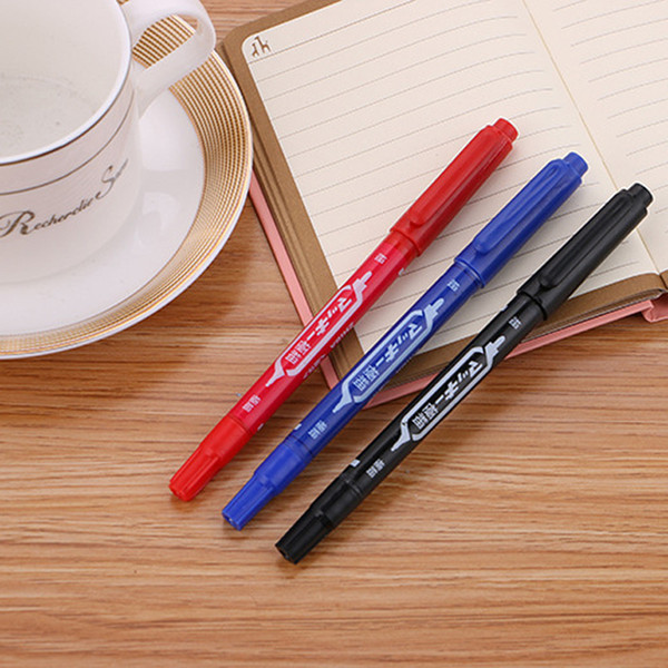 1pcs New DIY Double writing function Marking Pen Waterproof Art Oily Markers Pen (Red/Blue/Black)