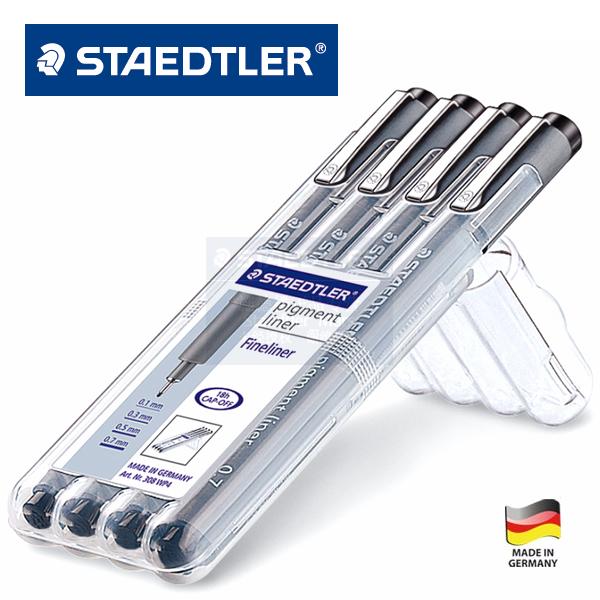 Germany Staedtler 308 WP 4 Pen Set Pigment Liner Fineliner 0.1mm, 0.3mm, 0.5mm, 0.7mm Drawing Pen