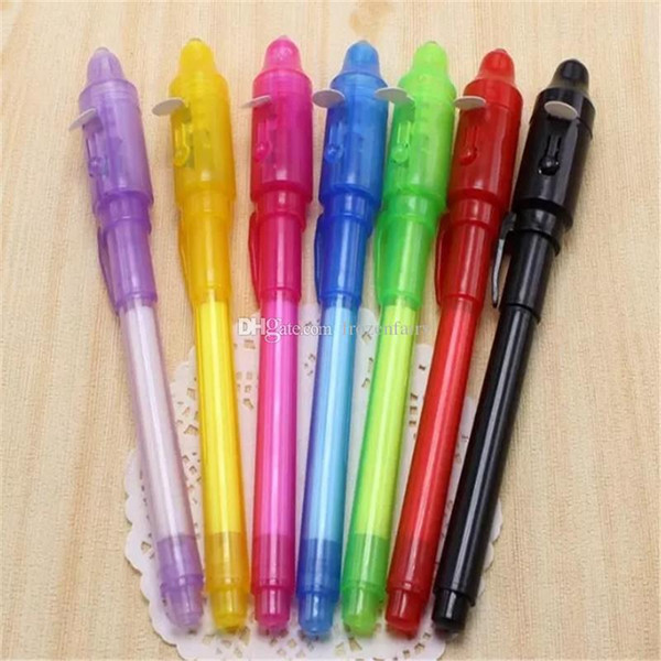 Invisible Ink Pen School Office Drawing Magic Highlighters 2 in 1 UV Black Light Combo Creative Stationery Random Color aa566-573 2017121503