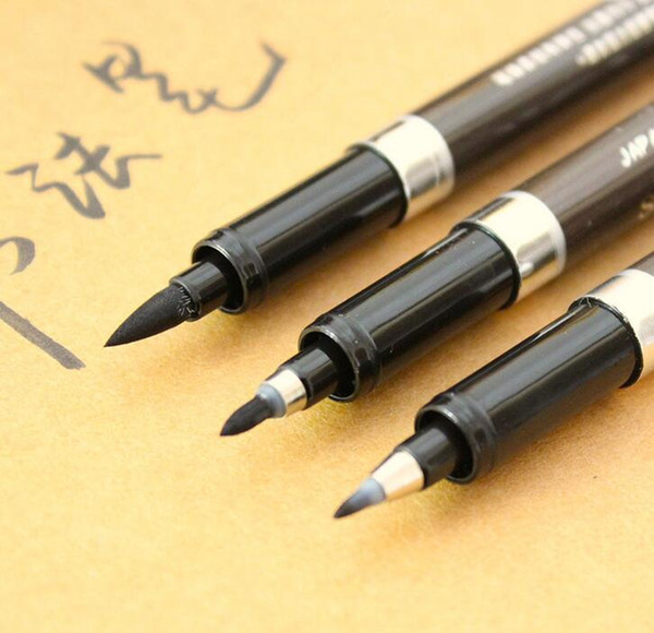 Wholesale-3pcs Chinese Japanese Calligraphy Brush Pen Set Size S M L