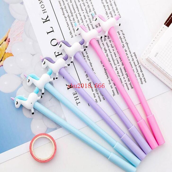 gel ink pen kit stationery cartoon cute school supply multi colors unique unicorn design 0.38mm pen point