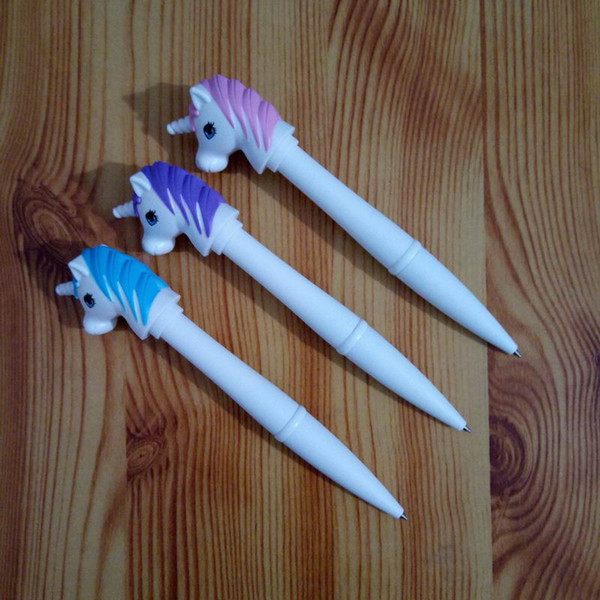 Cartoon Unicorn Head Ballpoint Pen Creative Glitter Torch Sound Pen Flashlight Writing Pens school supplies Korean stationery