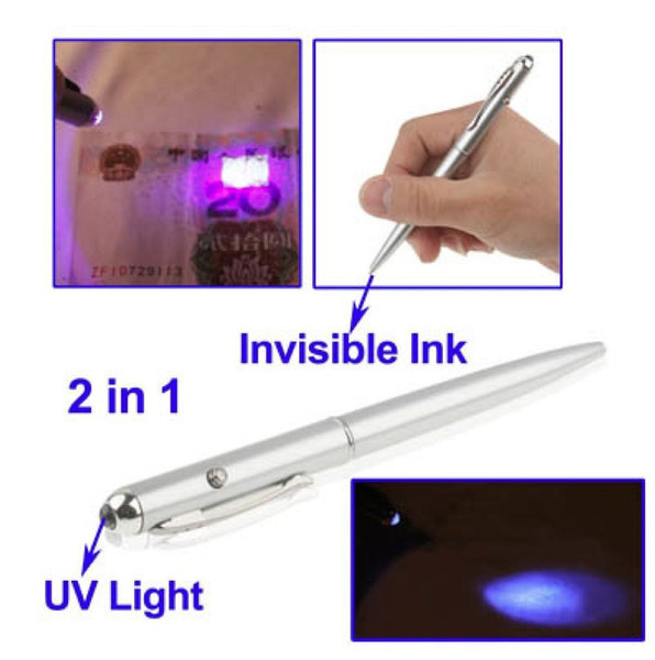 Wholesale-Anime Promotion Real Grey Chacos Pen 2015 Invisible Ink Pen With Uv Light Magic Secret Ballpoint Wholesale Freeshipping