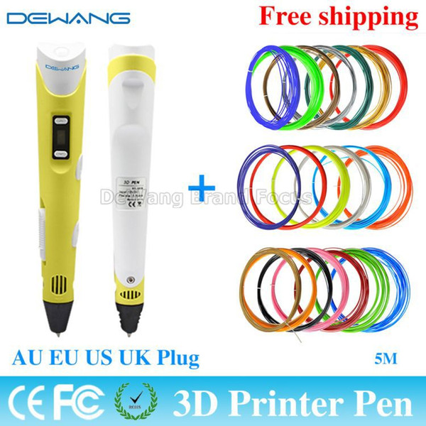 3D Printing Drawing Pen Crafting Modeling With 20 Color 5M ABS Filament Arts LED Printer Tool AU/US/UK/EU Plug Free Shipping