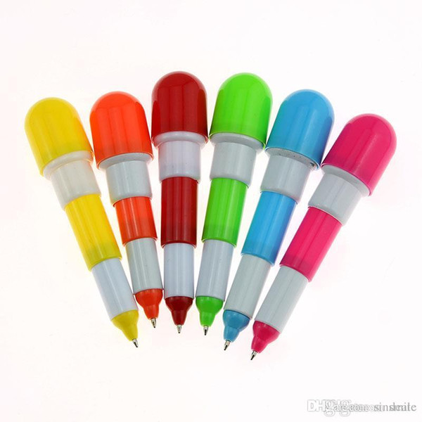 Wholesale-1 Piece Korea Retractable Ballpoint Pen Stationery Cute Cartoon Creativity Pill Style