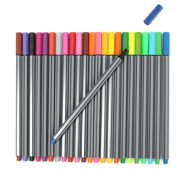 24PCS Color 0.4 mm Fiber Water Marker Pen Draw Liner Copic Finecolour Markers Sketch Drawing Art Painting Professional