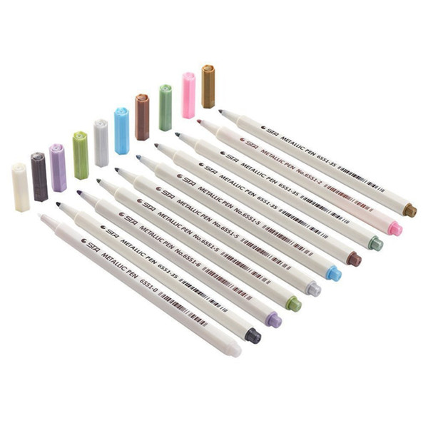 Artist markers pen,10 Set of Metallic Colors Brush Pens with Felt and Fine Tip