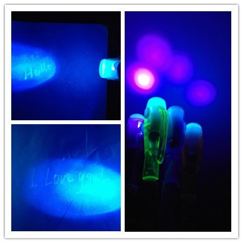 Newly Arrival 2 in1 Invisible Ink Pen UV Black Light Combo Combo Secret Message Magic Marking Pen as Xmas gift Party Decoration