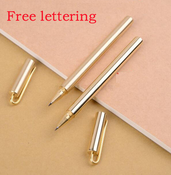 High Quality Luxury Gold Optional Minimalism Superfine Ballpoint Pen Pure Brass Stationery Copper Ballpen Writing Office