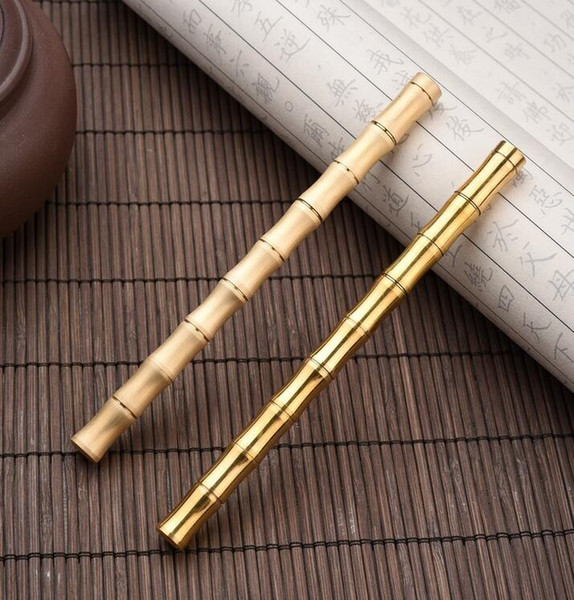 Free lettering 3 Style Bamboo Gold Superfine Ballpoint Pen Pure Brass Stationery Copper signature pen Writing Office Supplies