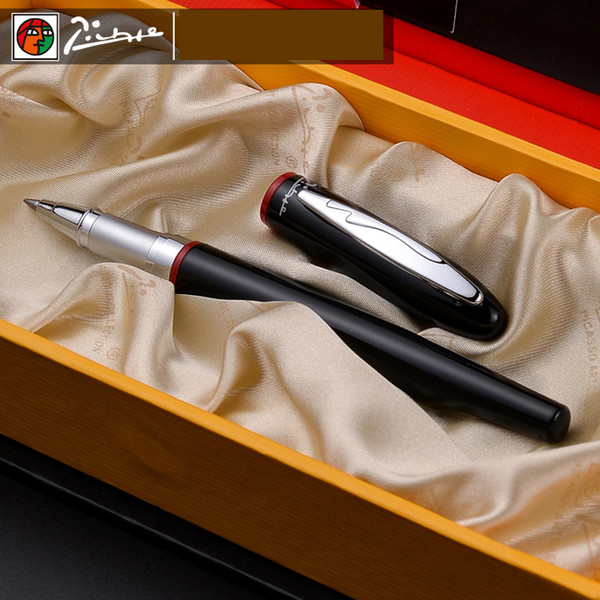 907 Smooth Black and Red Rollerball Pen with Silver Clip High Quality Metal Ballpoint Pens with Original Case Gift Pen Set