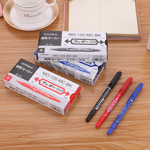 1pcs New DIY Double writing function Marking Pen Waterproof Art Ink Markers Pen (Red/Blue/Black)