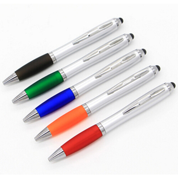 New 20pcs/lot Stylus Pen Touch Ball point Pens Aluminum2 in 1 Multifunction Sign Pen Free Shipping Material Escolar