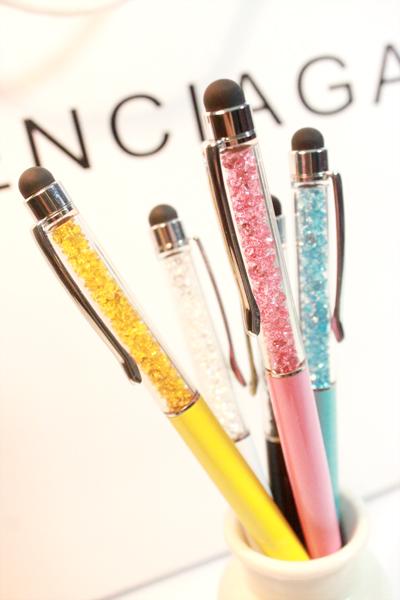 Wholesale-Austria crystal rhinestone blue pink white high quality advanced pen ballpoint grass-blade prize school office supplies novelty