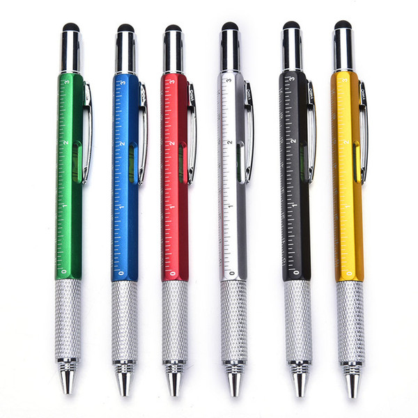 DHL ONLY Tech Tool Ballpoint Pen Screwdriver Ruler Spirit Level Multifunction Ballpen Capacitive Touch Ballpoint Pen Writing School Supplies