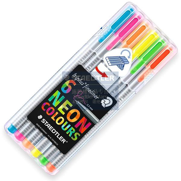 Germany STAEDTLER 6 Colors/set Fineliner Highlighter Pen 0.3mm Fluorescent Marker Pen Foldable Case Portable Set