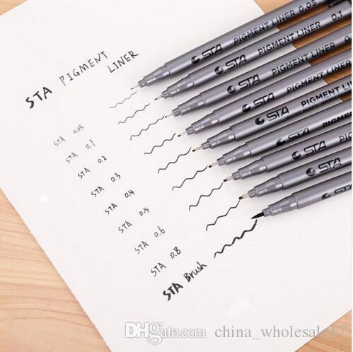 MEEDEN 9 Pcs Pigment Liner Fine Line Markers Pen Set for Artist Drawing Student Supplies, Black