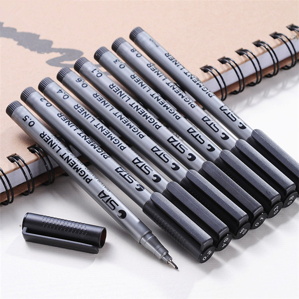 9 pcs/lot Multi Size Waterproof Painting Pens Ink Black Pigment Liner Water Based for Drawing/Art Marker Fineliner Pens Art Supplies