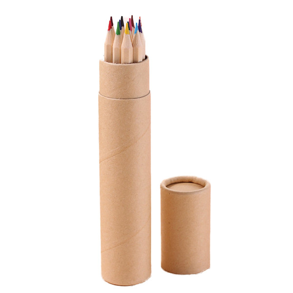 DHL 12Color Children Kids Wooden Drawing Pencil Colorful Pencil Sets Environment Friendly Kids Gifts Sketching Colored Pencil Learning Tool