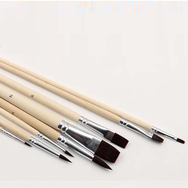 Durable 8Pcs/Set Nylon Hair Artist Watercolour Acrylic Oil Painting Paint Brush Set Supply Painting Brush Wood Handle