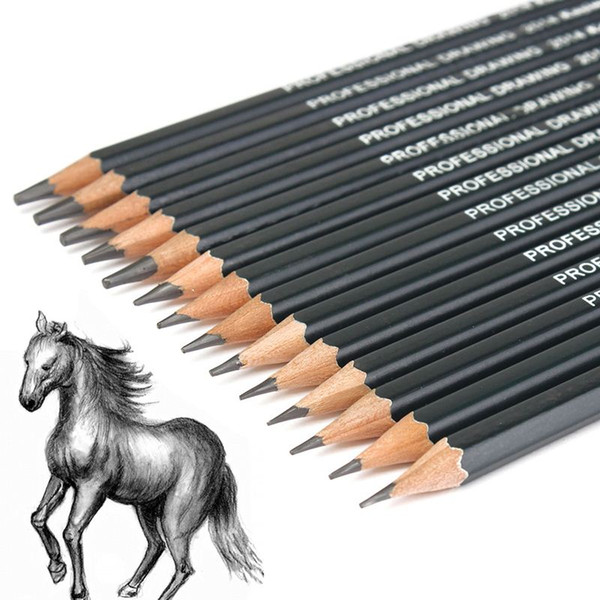 14pcs Sketch and Drawing Pencil Set HB 2B 6H 4H 2H 3B 4B 5B 6B 10B 12B 1B