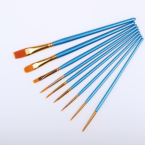 10pcs/lot High Quality Kids Watercolor Gouache Painting Pen Nylon Hair Wooden Handle Paint Brush Set Drawing Art Supplies