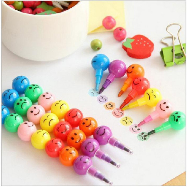 Wholesale Free shipping Stationery Colorful Watercolor Brush Smiley Cartoon Smile Pens Pencil Marker Children Gourd Toys Gifts 7 Colors Pen